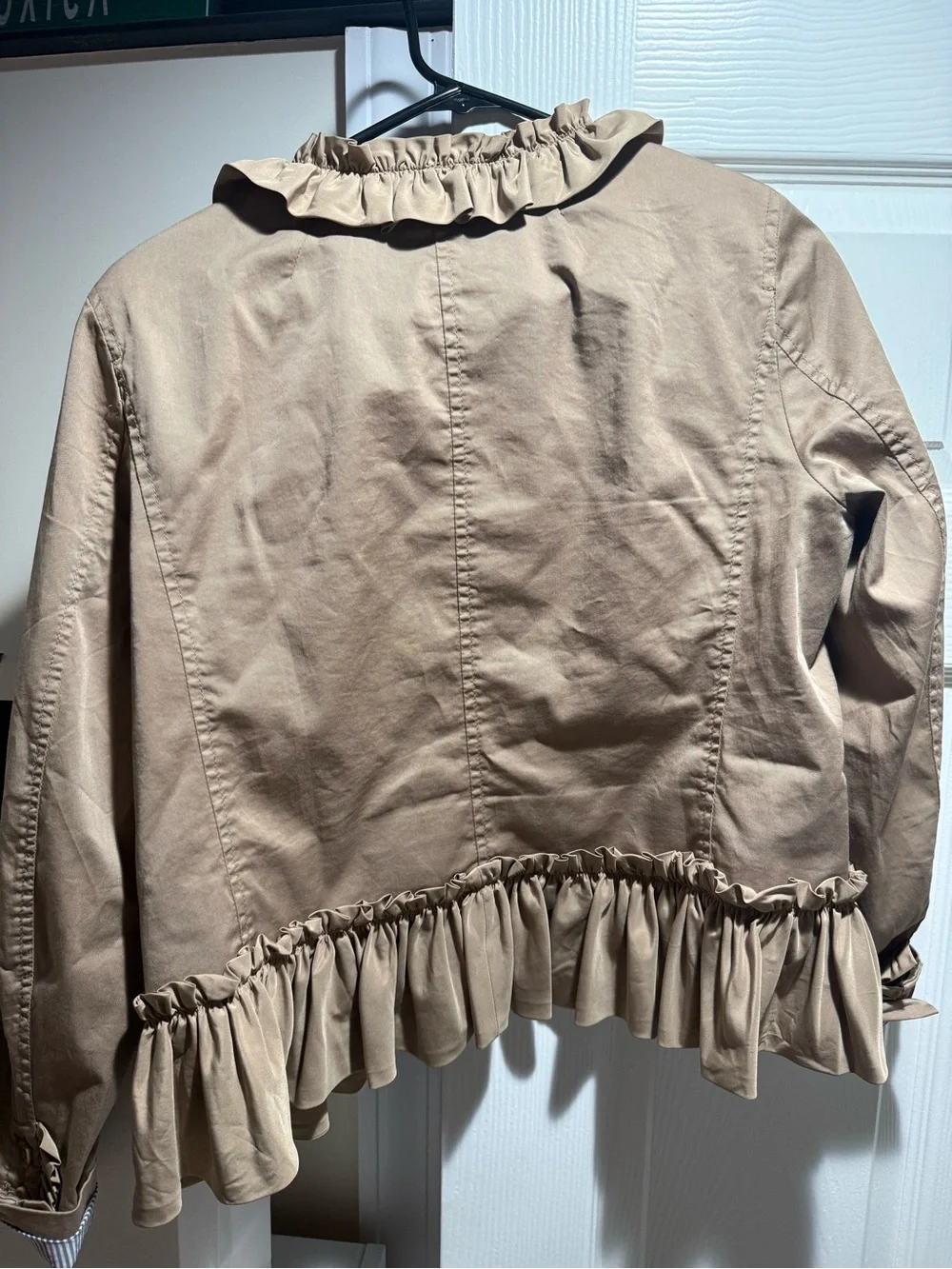 J. Crew Ruffle-Trim Canvas Blazer in Light Tan